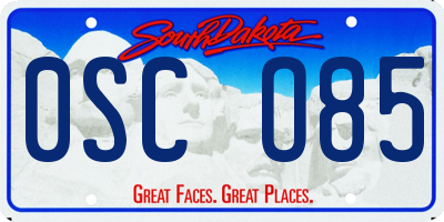 SD license plate 0SCO85