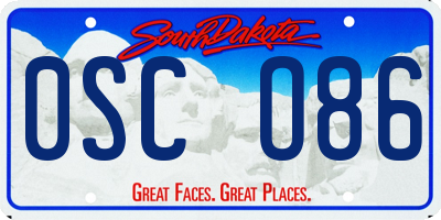 SD license plate 0SCO86