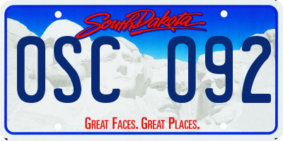 SD license plate 0SCO92