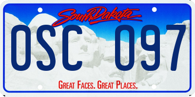 SD license plate 0SCO97