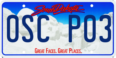 SD license plate 0SCP03