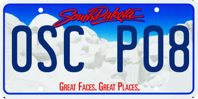 SD license plate 0SCP08
