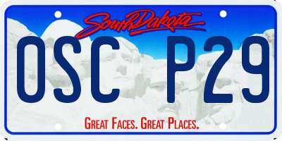SD license plate 0SCP29