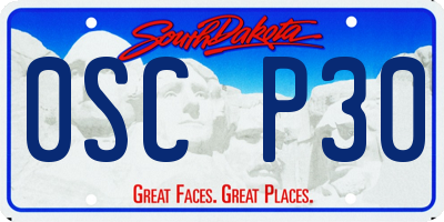 SD license plate 0SCP30