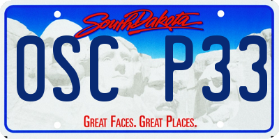 SD license plate 0SCP33