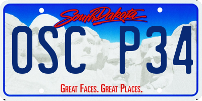 SD license plate 0SCP34