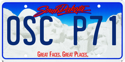 SD license plate 0SCP71
