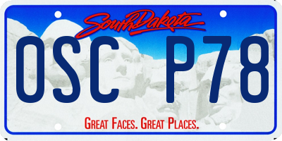 SD license plate 0SCP78