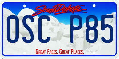 SD license plate 0SCP85