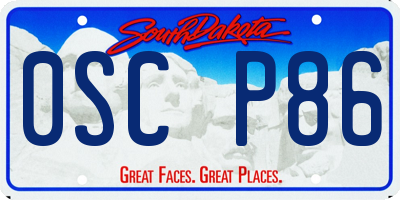 SD license plate 0SCP86