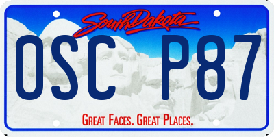 SD license plate 0SCP87