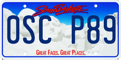 SD license plate 0SCP89