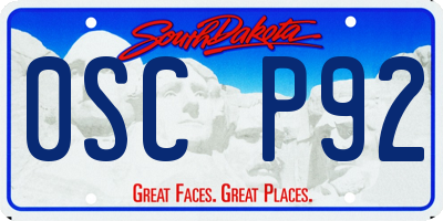 SD license plate 0SCP92