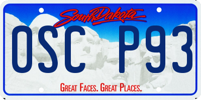SD license plate 0SCP93