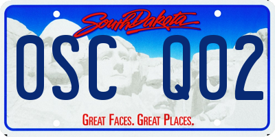 SD license plate 0SCQ02