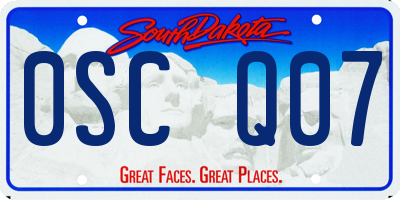 SD license plate 0SCQ07