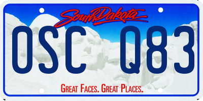 SD license plate 0SCQ83