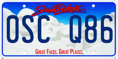 SD license plate 0SCQ86