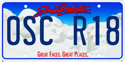 SD license plate 0SCR18