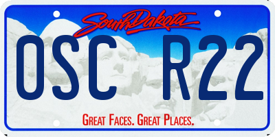 SD license plate 0SCR22
