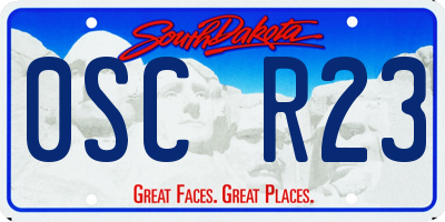 SD license plate 0SCR23