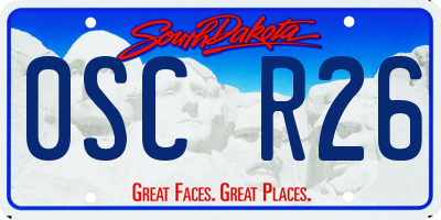 SD license plate 0SCR26