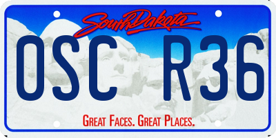 SD license plate 0SCR36