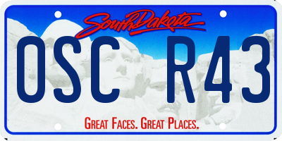 SD license plate 0SCR43