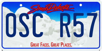 SD license plate 0SCR57