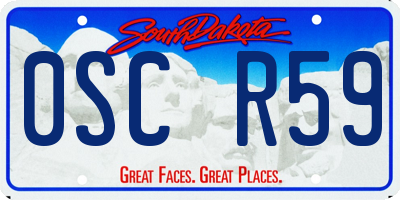SD license plate 0SCR59