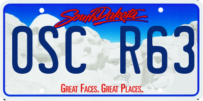SD license plate 0SCR63