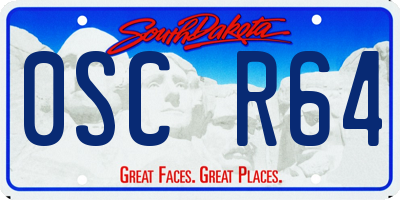 SD license plate 0SCR64