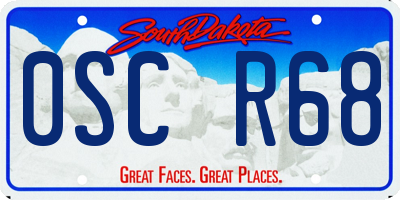 SD license plate 0SCR68