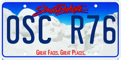 SD license plate 0SCR76