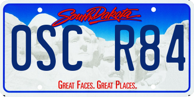 SD license plate 0SCR84