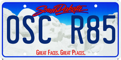 SD license plate 0SCR85