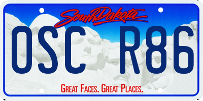 SD license plate 0SCR86