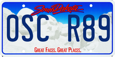 SD license plate 0SCR89