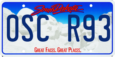 SD license plate 0SCR93