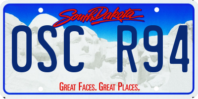 SD license plate 0SCR94