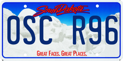 SD license plate 0SCR96