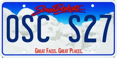 SD license plate 0SCS27