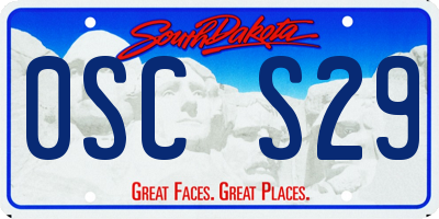 SD license plate 0SCS29