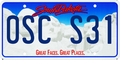 SD license plate 0SCS31