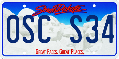 SD license plate 0SCS34