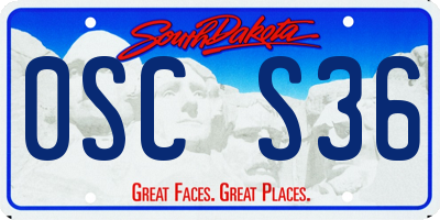 SD license plate 0SCS36