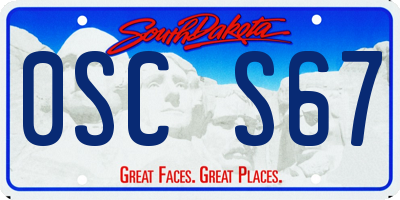 SD license plate 0SCS67