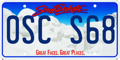 SD license plate 0SCS68