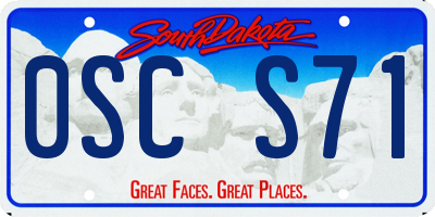 SD license plate 0SCS71