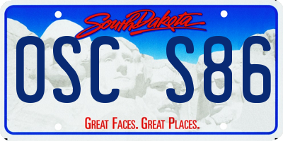 SD license plate 0SCS86